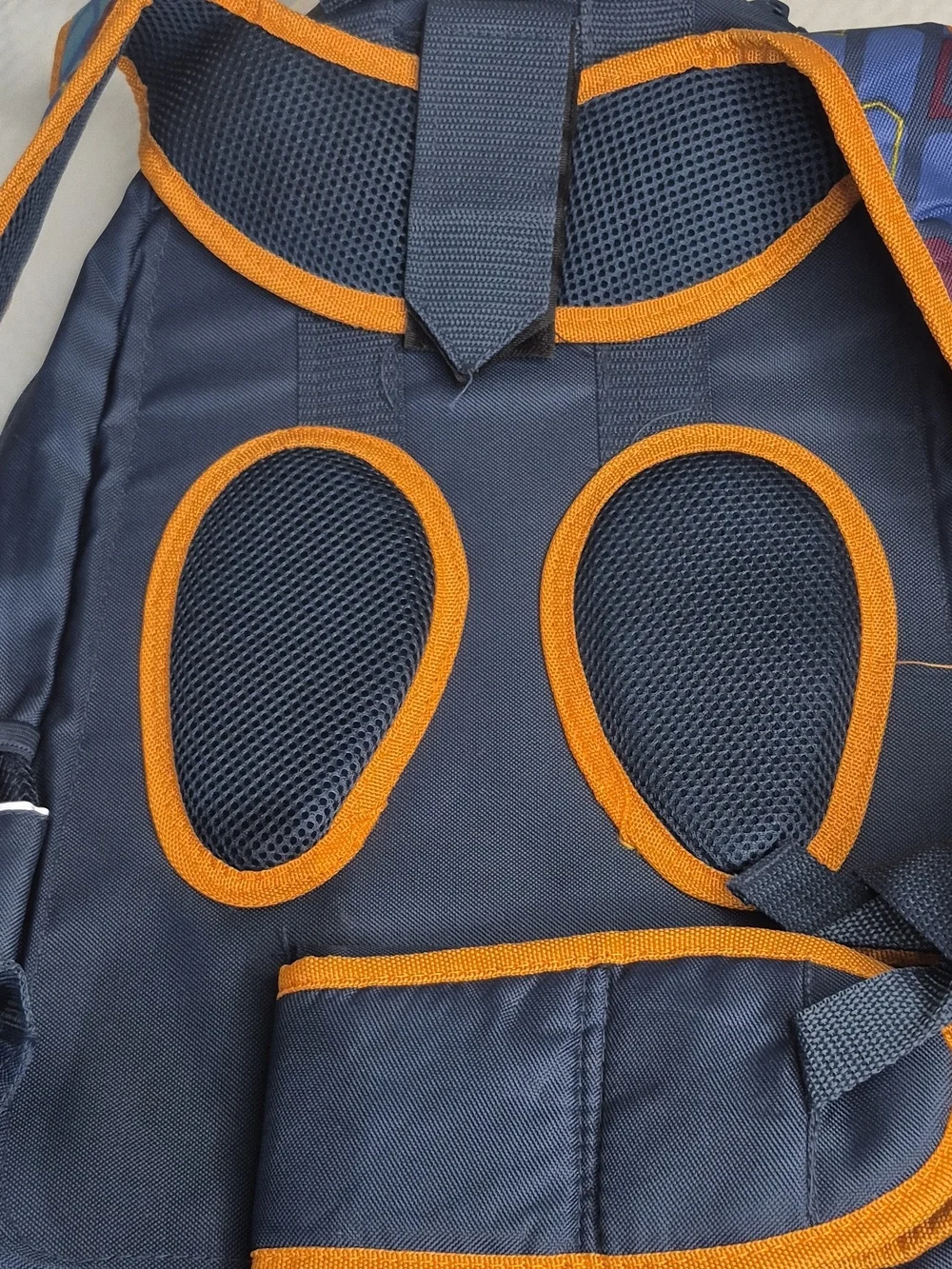 TOPMOVE School Backpack 18in Blue/Orange Geometric Polyester Rain Cover Laptop